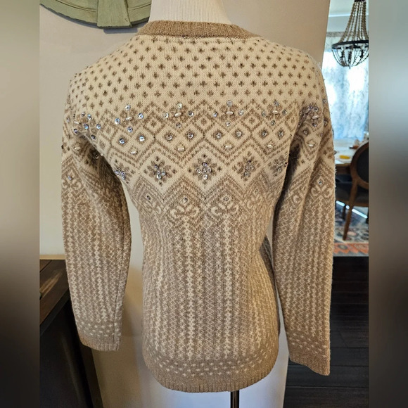 Telluride Clothing Co. Size Small Fair Isle Sweater Cardigan Lambswool Jeweled - Picture 6 of 10